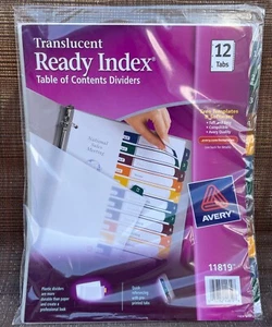 Avery Ready Index Translucent Table of Contents Dividers 12 Tab ( 1-12 ) 11819 - Picture 1 of 2