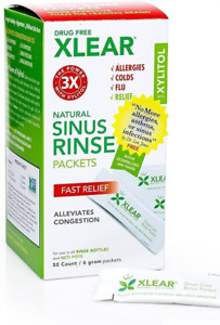 Xlear Natural Neti Pot Sinus Rinse Refill Packets, Relief Saline Nasal 100 pack.