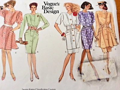 Vogue Sewing Patterns 2084 Dress Tunic Skirt Basic Design Size 8 10 12 Uncut - Image 1 of 3