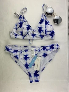 CUPSHE Women's Bikini Set Tie Dye Lace Up Back Two Piece Swimsuit - Picture 1 of 9