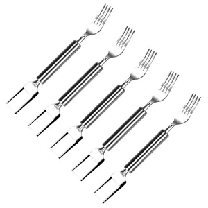 5Packs Watermelon Cutter Slicer Fork Stainless Dual Head Fruit Cutting Fork Tool - Picture 1 of 11