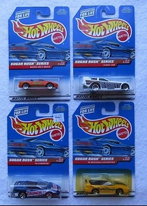 MATTEL HOT WHEELS 1998 SUGAR RUSH SERIES ,COMPLETE SET OF 4 CARS, NEW! (11,B1) - Picture 1 of 5