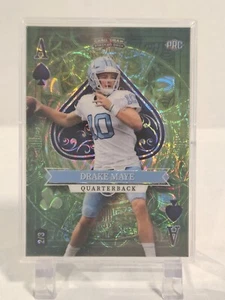 2023 Wildcard Drake Maye 5 Card Draw Ace of Spades 2/3π₯ Green Refractor - Picture 1 of 10