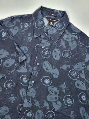 J. Ferrar Mens L 100% Washable Silk Short Sleeve Button Up Blue Floral Shirt - Image 1 of 4