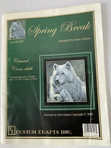 Grey Wolf "Spring Break" Counted Cross Stitch Pattern/Fabric/Floss Kustom Krafts - Picture 1 of 5
