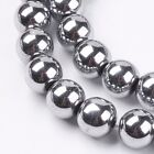 Non Magnetic Sliver Round Hematite Beads Grade A - 45+ Beads Per Strand - 8mm