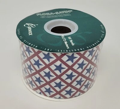 NUEVO Berwick Flora-Satén Estrella a Cuadros EE. UU. Cinta Artesanal Patriótica 2-3/4" x 50 Yardas Foto 1 de 4