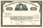 Mitten Bank And Trust Co.- Specimen Stock - Specimen Stocks & Bonds