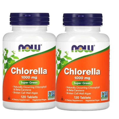 Now Foods (2 упаковки) хлорелла 1000 мг 120 таблеток - Изображение 1 из 4