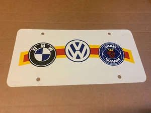 BMW VW Saab Scania Auto Dealership Booster License Plate - Imagen 1 de 2