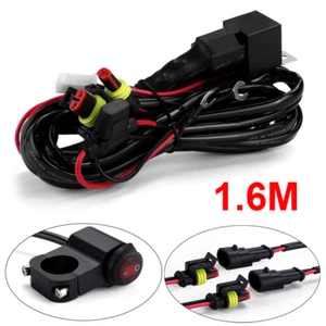 1.6M Motorcycle LED Wiring Harness Kit Relay Fuse Switch ON-OFF Spot Fog Light - Imagen 1 de 12
