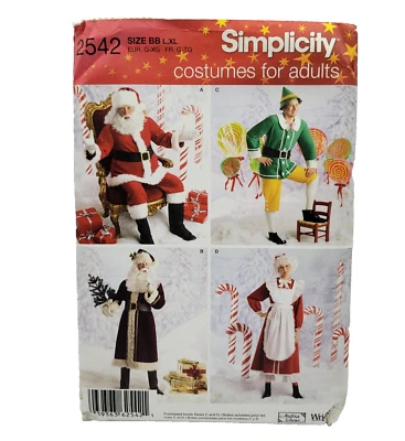 Santa Mrs Claus Elf Holiday Christmas Costume L XL Simplicity Pattern 3702 Uncut - Image 1 of 4