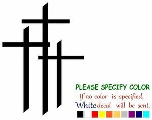 Three Crosses Vinyl Decal Sticker Car Window Bumper Wall Laptop 7" - Picture 1 of 5