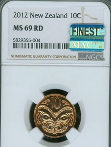 2012 NEW ZEALAND 10 CENTS NGC MS69 MAC FINEST MAC SPOTLESS 2,000 MINTED - Picture 1 of 6