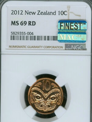 2012 NEW ZEALAND 10 CENTS NGC MS69 MAC FINEST MAC SPOTLESS 2,000 MINTED - Image 1 of 4