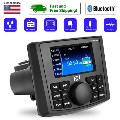 NVX VMPS35 Square Gauge Style Marine Rated Media Center with 3.5" Ultra Bright