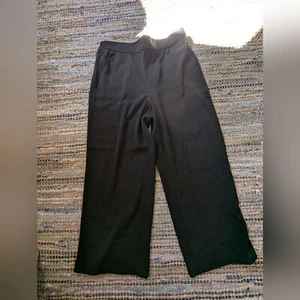 NWT Max Studio Wide Leg Elastic Waist 1X Black Pants Trousers Pockets Career Cas - Picture 1 of 7