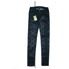 School Rag Jeans Trousers Super Stretch Slim Skinny W27 Snake Leather Look Blue