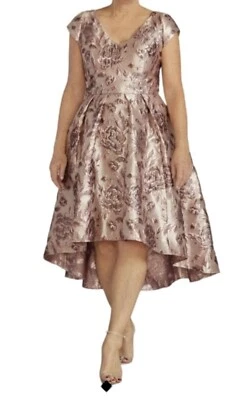 Vestido Oleg Cassini Floral Brocado Alto-Bajo Línea A - Talla 12  Foto 1 de 2