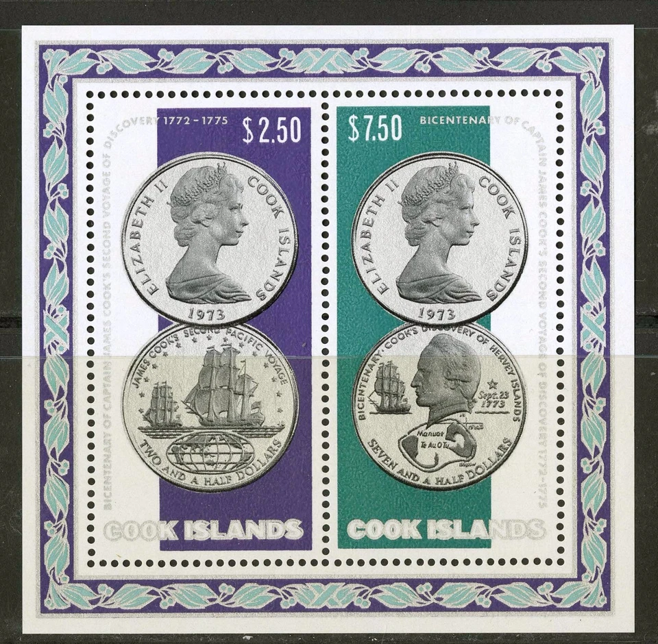 Hoja de recuerdo Islas Cook 1974 Scott # 407a como nueva nunca montada Foto 1 de 1