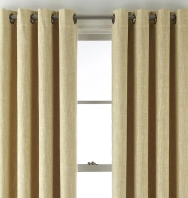 (2) Two JCP Home Sullivan Blackout Grommet Curtain Panels Set Yellow 50X63 - Image 1 of 4
