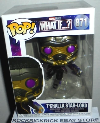 FUNKO POP FIGURE MARVEL STUDIOS WHAT IF..? T'CHALLA STAR-LORD 871 NEW UNOPENED - image 1 of 2