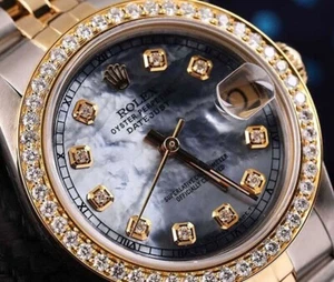 Rolex Datejust 36 mm Tahitian Mother of Pearl with Diamonds 2 Tone Watch - Picture 1 of 9