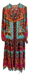 Anthropologie Bhanuni by Jyoti Davina Multi-Color Maxi Dress Sz XS - Picture 1 of 15
