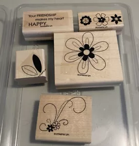 Stampin’ Up! Freundschaftsblüten Set 5 Stempel NEU lila gummimontiert 2 Stufen - Bild 1 von 20
