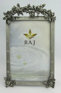 NEW Pewter Roses Picture Frame 4 x 6 Photo w/Rhinestones Crystals - Picture 1 of 5