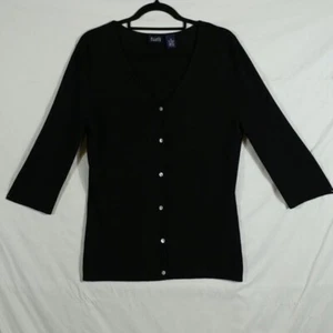 Hillard and Hanson Sweater Women's Black Buttoned Vintage Cardigan Size M - Picture 1 of 6