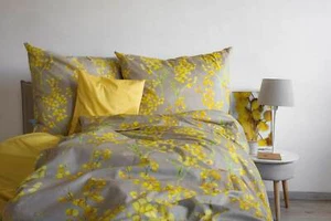Biancheria da letto Fleuresse raso mako 155x220 fiori di mimosa azzurro giallo 114411-2 - Foto 1 di 3