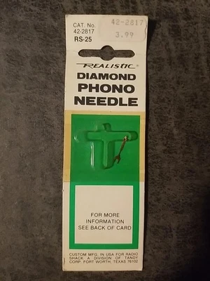 Realistic Diamond Phono Needle Cat. No. 42-2817 RS-25 NEW FREE SHIPPING - Image 1 of 3