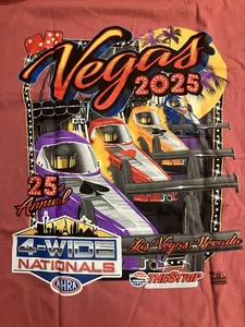 CAMISETA EVENTO NHRA DRAG RACING OFFICAL 2025 VEGAS 4 WIDE NATIONALS roja talla XL - Imagen 1 de 4