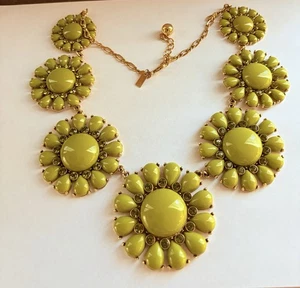 Kate Spade Peridot Kristalle senfgelb grün riesige Statement Blume Halskette - Bild 1 von 15