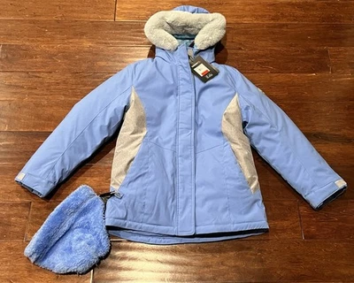 Casaco com capuz Gerry azul meninas médio 10/12 forro removível gola de pele jaqueta de esqui - Imagem 1 de 4