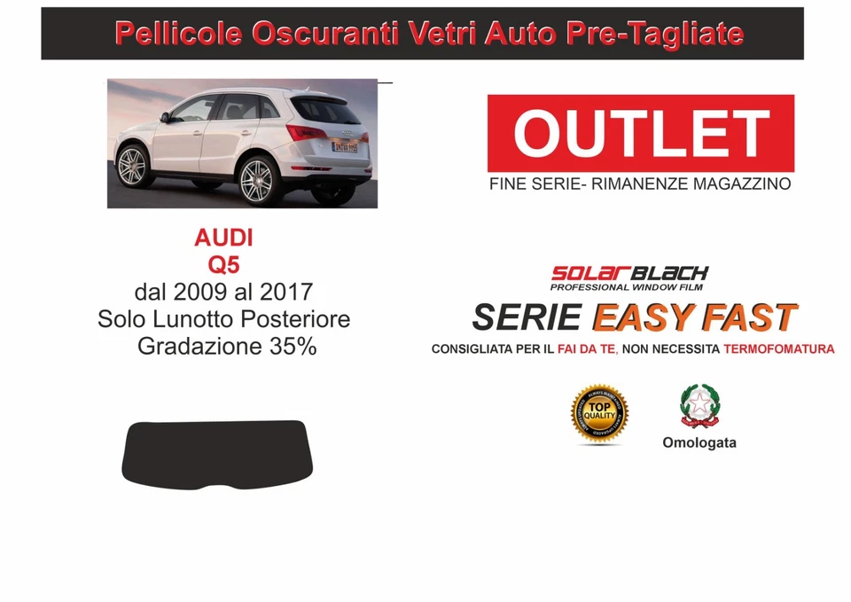 Pellicole Oscuranti Vetri Pre-Tagliata  Audi Q5 09-17  Lunotto 35% E F - Imagen 1 de 1