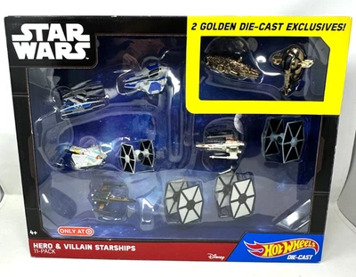 Hot Wheels Star Wars Hero & Villain Starships 11-Pack Set 2 Gold Die Cast 2015 - Image 1 of 4