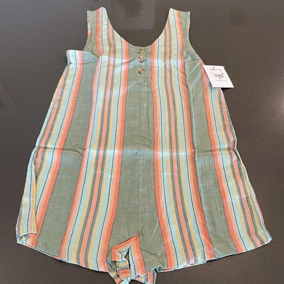 O’Neill Romper Girls Size M Pastel Stripes NWT - Image 1 of 4