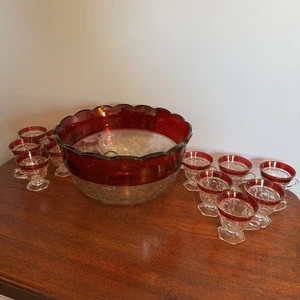 Juego de tazones perforadores de vidrio con borde rojo Indiana Lexington vintage años 60 [artículo 0050] - Imagen 1 de 6