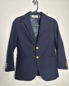 Lands End Boys Blazer Navy Blue Size 8 Gold Button Classic School Uniform Dressy - Picture 1 of 10