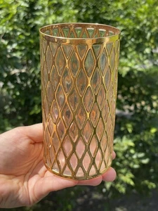 Mid-Century Imperial Glass Sekai Ichi DIAMOND Highball Tumbler Glass 22k Gold - Picture 1 of 7