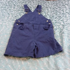 Vintage Montage Blues Shortalls Childs 7 Blue Overalls 90s Denim Shorts Pockets - Picture 1 of 7