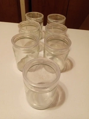 7-Clear Glass Jars with  Plastic Lids  - Image 1 of 4