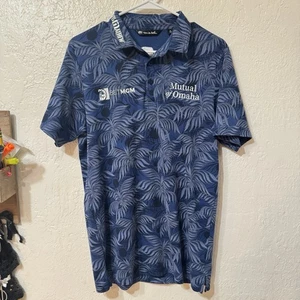 Travis Mathew Men's Mountain Down Polo Short Sleeve Golf Shirt Blue Floral Sz M - Picture 1 of 3