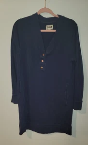 Pact Damen Downtime Henley Langarm Bio Baumwolle Pullover Kleid Blau Gr. L - Bild 1 von 7