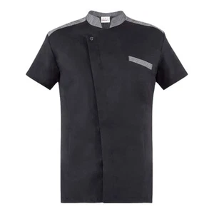 Giacca Cuoco Enea Nera Inserto Jeans a Manica Corta - GIBLOR'S - Pizzaiolo - Imagen 1 de 4