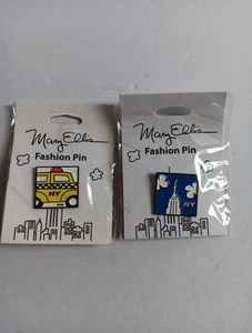 Mary Ellis Enamel Pin Lot Of 2 New York NYC Taxi & Empire State Building NEW - Picture 1 of 5