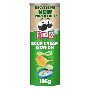 Pringles Sour Cream & Onion Sharing Crisps 185g-Savoury Snack - Picture 1 of 5