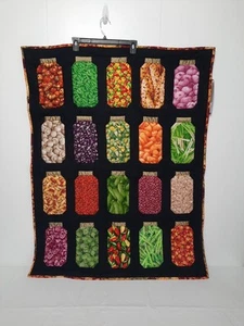 Quilted Art Through Blanket Canning Jars 35” X 45” Lap Quilte Wall Hanging - Picture 1 of 7
